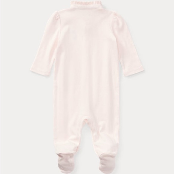 Ralph Lauren| pink Baby Onesie with Teddy Bear Embroidery - Picture 2 of 4